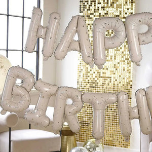 Nude & Gold Speckle HAPPY BIRTHDAY Balloon Bunting