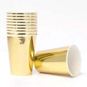 Golden Foil 266ml Paper Cups 6pk