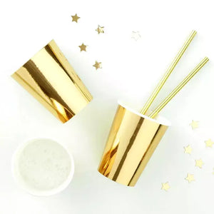 Golden Foil 266ml Paper Cups 6pk
