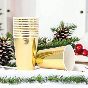 Golden Foil 266ml Paper Cups 6pk