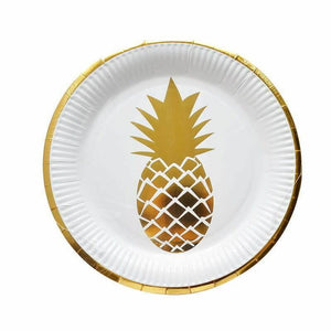 Golden Pineapple Paper Party Plates 6 Pack