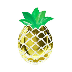 Golden Pineapple Shaped Paper Plates 8 Pack