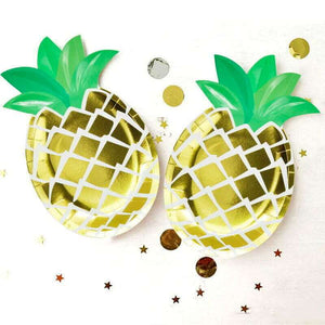 Golden Pineapple Shaped Paper Plates 8 Pack