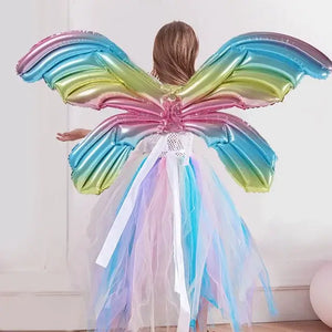 Large Butterfly Fairy Wing Foil Balloon - Gradient Blue Green