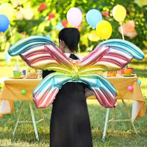 Large Butterfly Fairy Wing Foil Balloon - Gradient Blue Green