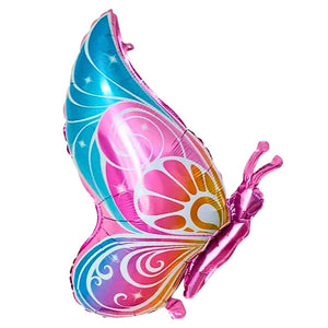 Blue and Pink Butterfly Foil Balloon with Gradient Colours and Side Wing Design