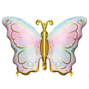 Pastel pink gradient butterfly foil balloon for fairy-themed parties