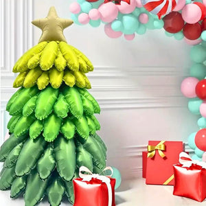 Freestanding gradient yellow green Christmas tree balloon 98cm tall