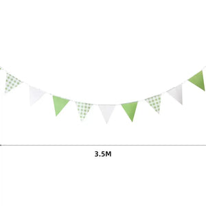 Green Gingham Paper Flag Bunting 3.5m