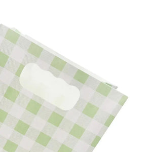 Green Gingham Paper Gift Bags 6pk