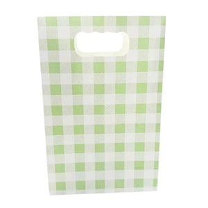 Green Gingham Paper Gift Bags 6pk