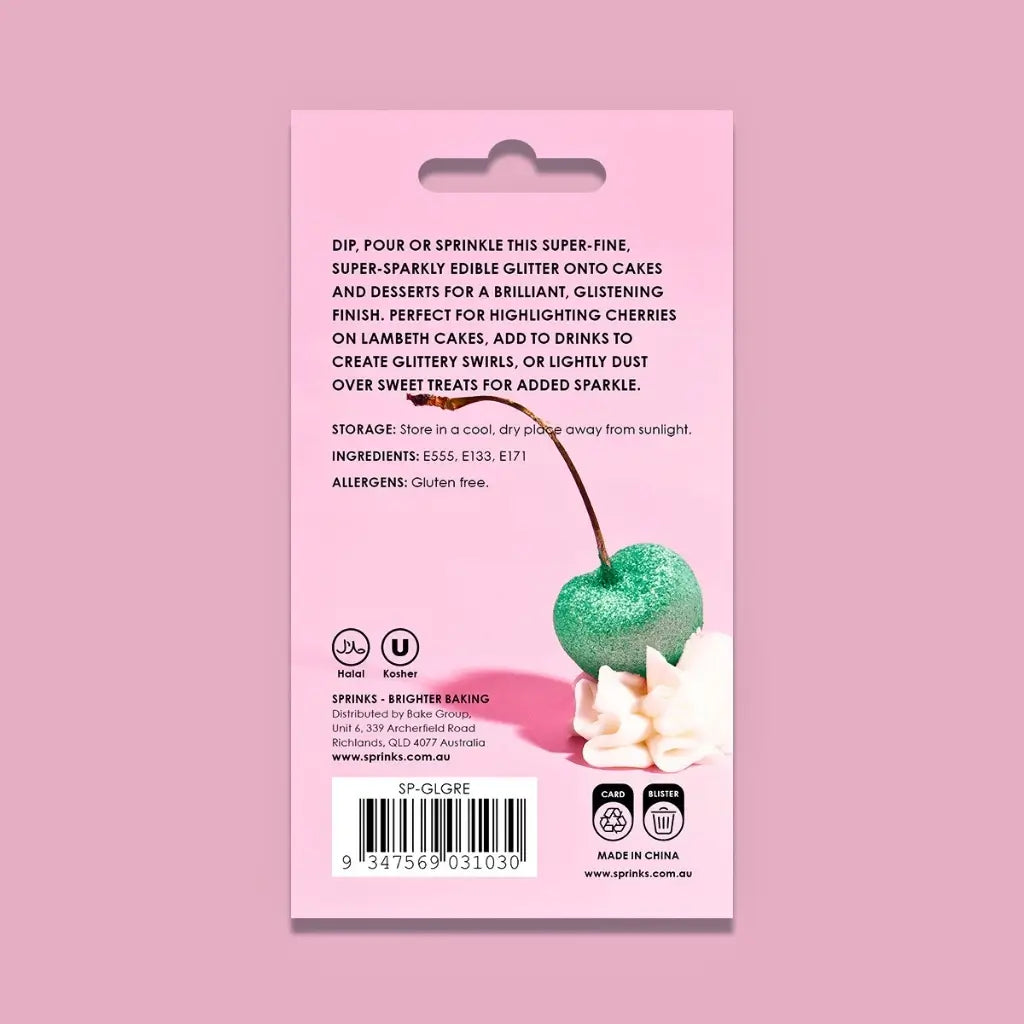 Edible Green Glitter for Cocktails and Desserts