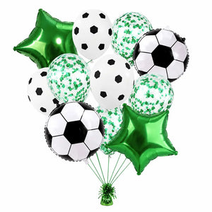 Green soccer balloon set with star and ball balloons