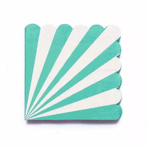 Green & White Candy Stripe Scallop Paper Napkins 16pk