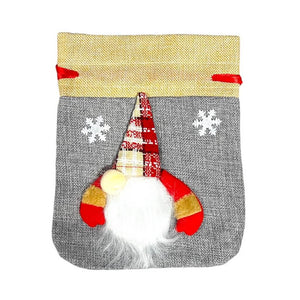 Grey Faceless Gnome Hessian Drawstring Gift Bag