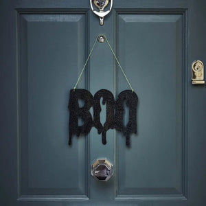 Black glitter BOO Halloween wall decoration