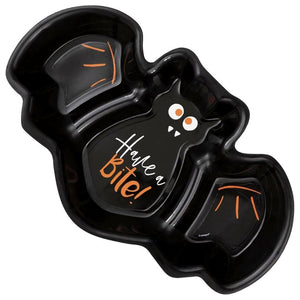 Halloween “Have a Bite” Bat Shaped 3 Section Tray – Black