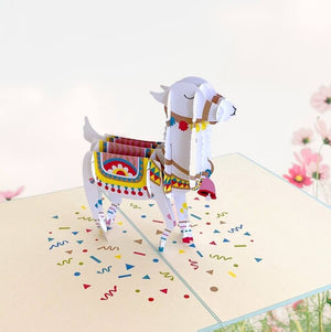 Handmade Baby Llama Pop Up Greeting Card - 3D Animal Pop Out Cards