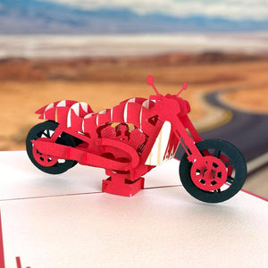 Handmade Red Motorcycle Pop Up Card - Online Party Supplies