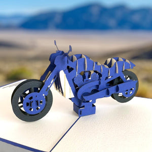 Handmade Blue Motorbike Pop Up Card - Online Party Supplies