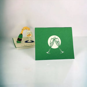 Handmade Champagne Bottle and Glass 3D Pop Up Card - Online Party Supplies