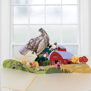 Handmade Golden Hen 3D Pop Up Greeting Card - Online Party Supplies