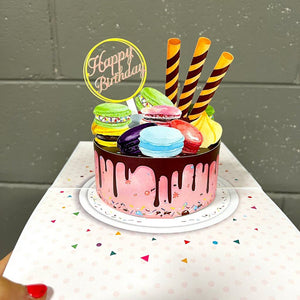 Macaron Chocolate Birthday Cake Origami Pop Card