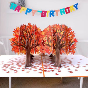Stunning Japanese Red Maple Forest in Autumn 3D Pop Up Card