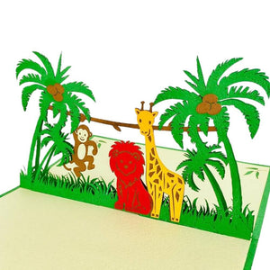 Handmade Jungle Animals 3D Pop Up Card - Online Party Supplies
