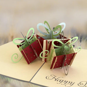 Handmade Large Happy Birthday Present Box Pop Up Card - Grey Cover - Online Party Supplies