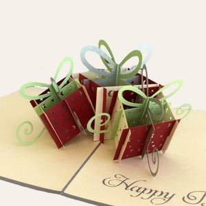 Handmade Large Happy Birthday Present Box Pop Up Card - Grey Cover - Online Party Supplies