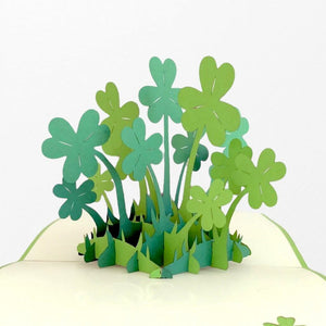 Handmade Lucky Four Leaf Clover Pop Up Greeting Card - Online Party Supplies