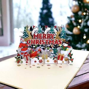 Luxury Classic Santa, Snowman & Xmas Ornament Christmas Pop Up Card