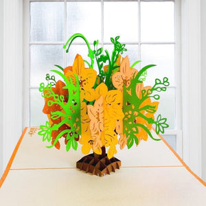 Handmade Orange & Green Flower Bouquet 3D Pop Up Card - Online Party Supplies