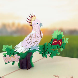 Handmade Pink Cockatoo Pop Up Greeting Card - Online Party Supplies