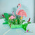 Pink Flamingo Mum & Baby in Garden 3D Pop Up Card - Online Party Supplies