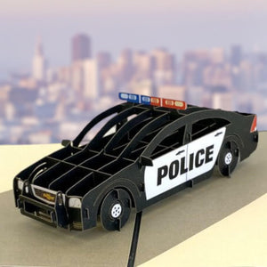Handmade 3D Police Car Pop Up Emergency Transportation Vehicle Greeting Card