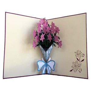 Handmade Purple Lily Bouquet 3D Pop Up Card - Online Party Supplies