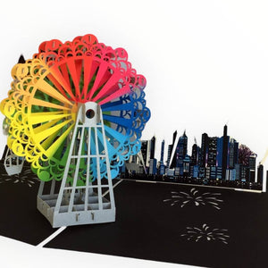 Handmade Rainbow Ferris Wheel 3D Pop Up Card - Online Party Supplies