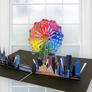 Handmade Rainbow Ferris Wheel with Sydney Harbour View 3D Pop Up Greeting Card