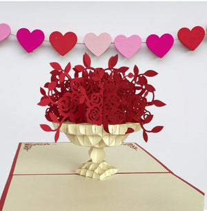 Handmade Red Rose Bouquet 3D Pop Up Valentine's Day Card - Online Party Supplies
