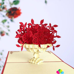 Handmade Red Rose Bouquet 3D Pop Up Valentine's Day Card - Online Party Supplies