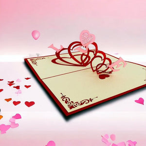 Handmade Red Spiral Love Hearts Pop Up Valentine's Day Card - Online Party Supplies