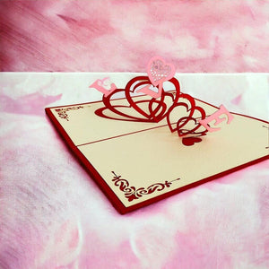 Handmade Red Spiral Love Hearts Pop Up Valentine's Day Card - Online Party Supplies