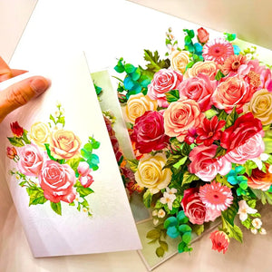 Vibrant rose flower 3D pop up card