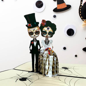Handmade Scary Skeleton Wedding Couple Hand In Hand Pop Up anniversary Card