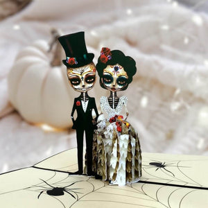 Handmade Scary Skeleton Wedding Couple Hand In Hand Pop Up anniversary Card
