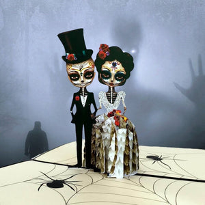 Handmade Scary Skeleton Wedding Couple Hand In Hand Pop Up anniversary Card
