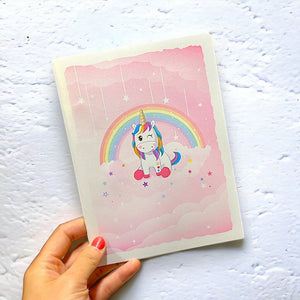 Sweetheart Baby Unicorn with Stars & Rainbow Pop Card