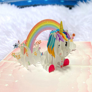 Sweetheart Baby Unicorn with Stars & Rainbow Pop Card